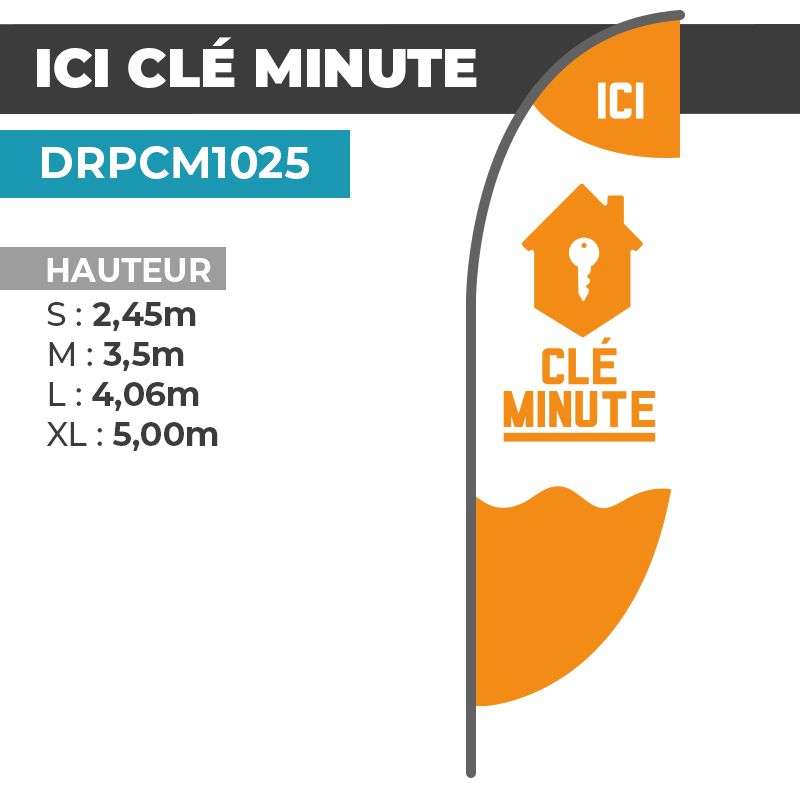 Drapeau ICI CLÉ MINUTE