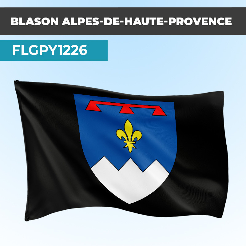 Drapeau ALPES DE HAUTE PROVENCE | Pavillon Noir | Blason Armoirie