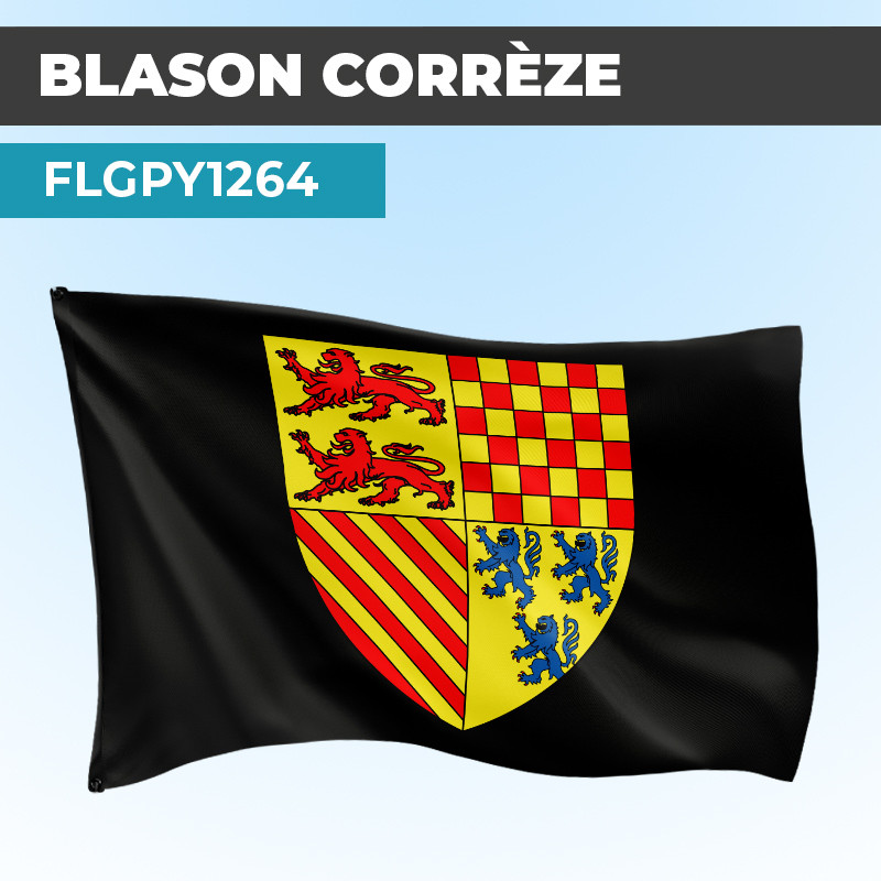Drapeau CORREZE| Pavillon Noir | Blason Armoirie
