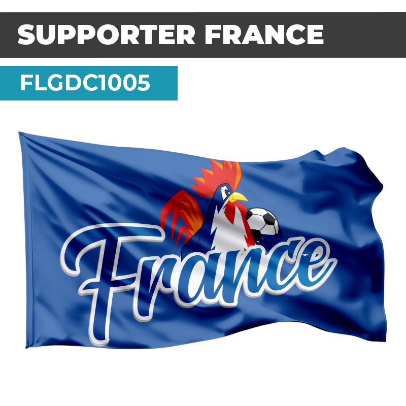Drapeau SUPPORTER FRANCE | Bannière sportive  | Drapeau Coq Tricolore
