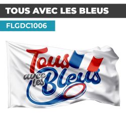 Drapeau TOUS AVEC LES BLEUS | Bannière sportive | Drapeau Blanc Supporter France