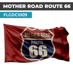 Drapeau Blason ROUTE 66 | Etendard Rouge USA  | Drapeau Mother Road 