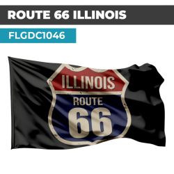 Drapeau Blason ROUTE 66 | Etendard Noir USA| Drapeau ILLINOIS 