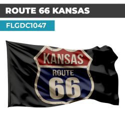 Drapeau Blason ROUTE 66 | Etendard Noir USA| Drapeau KANSAS