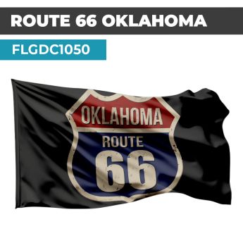 Drapeau Blason ROUTE 66 | Etendard Noir USA| Drapeau OKLAHOMA