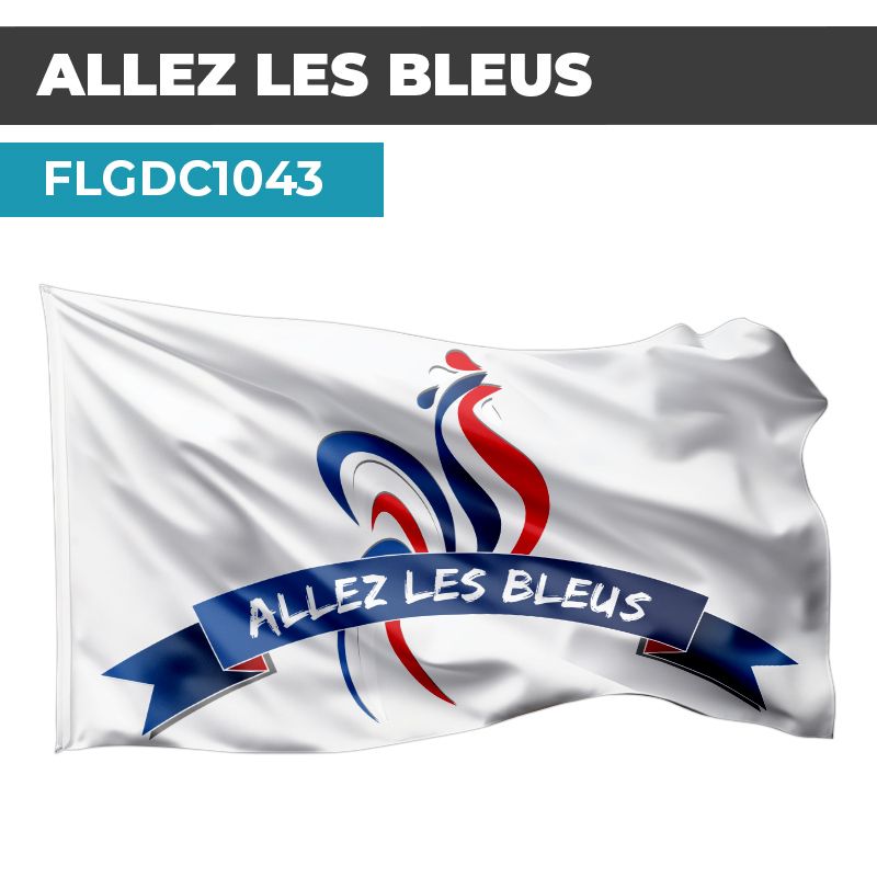 Drapeau ALLEZ LES BLEUS | Bannière Coq Tricolore| Drapeau France