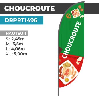 Drapeau CHOUCROUTE | Voile + Mat | avec ou sans Pied