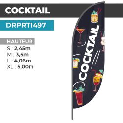Drapeau COCKTAIL | Voile + Mat | avec ou sans Pied