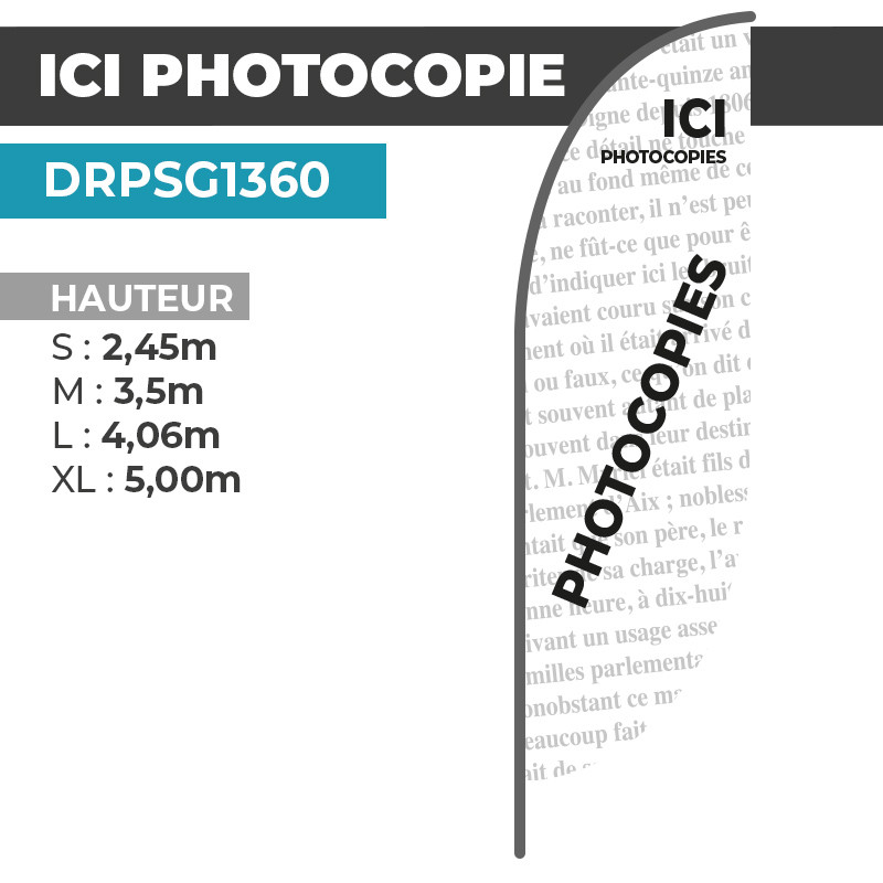 Drapeau ICI PHOTOCOPIES | Montage Facile et Rapide | DRPSG1360