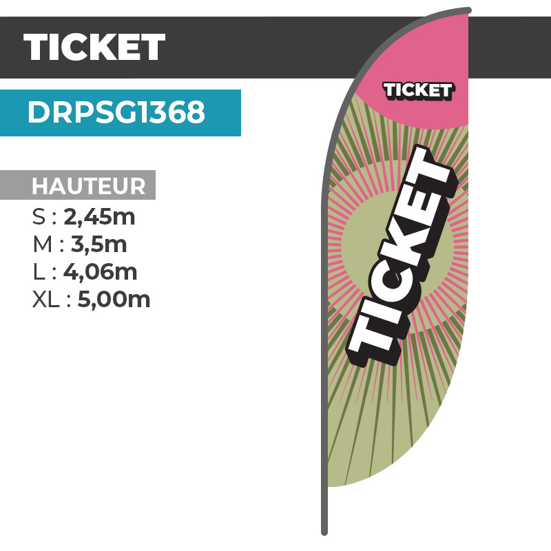 Drapeau TICKET | Couleurs Vives Anti-UV | DRPSG1368
