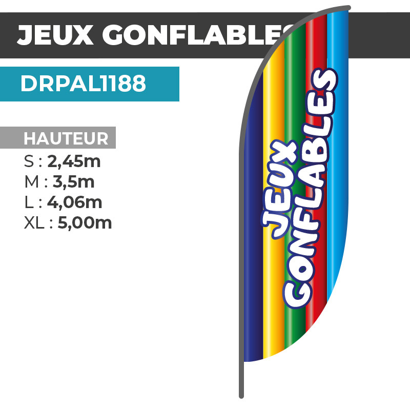 Drapeau JEUX GONFLABLES |  Couleurs Vives Anti-UV   | DRPAL1188