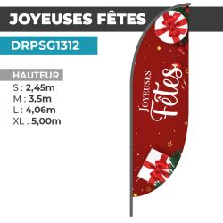 Drapeaux JOYEUSES FETES | Voile + Mat | avec ou sans Pied