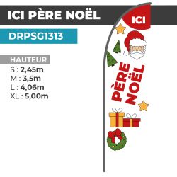 Drapeaux ICI PERE NOEL | Voile + Mat | avec ou sans Pied