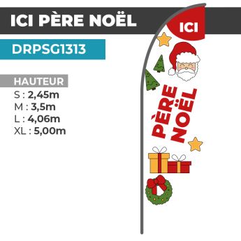 Drapeaux ICI PERE NOEL | Voile + Mat | avec ou sans Pied