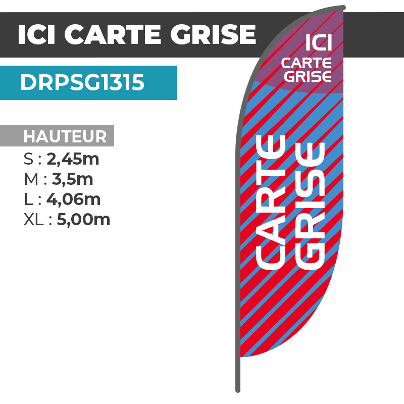 Drapeau ICI CARTE GRISE | Montage Facile et Rapide | DRPSG1315