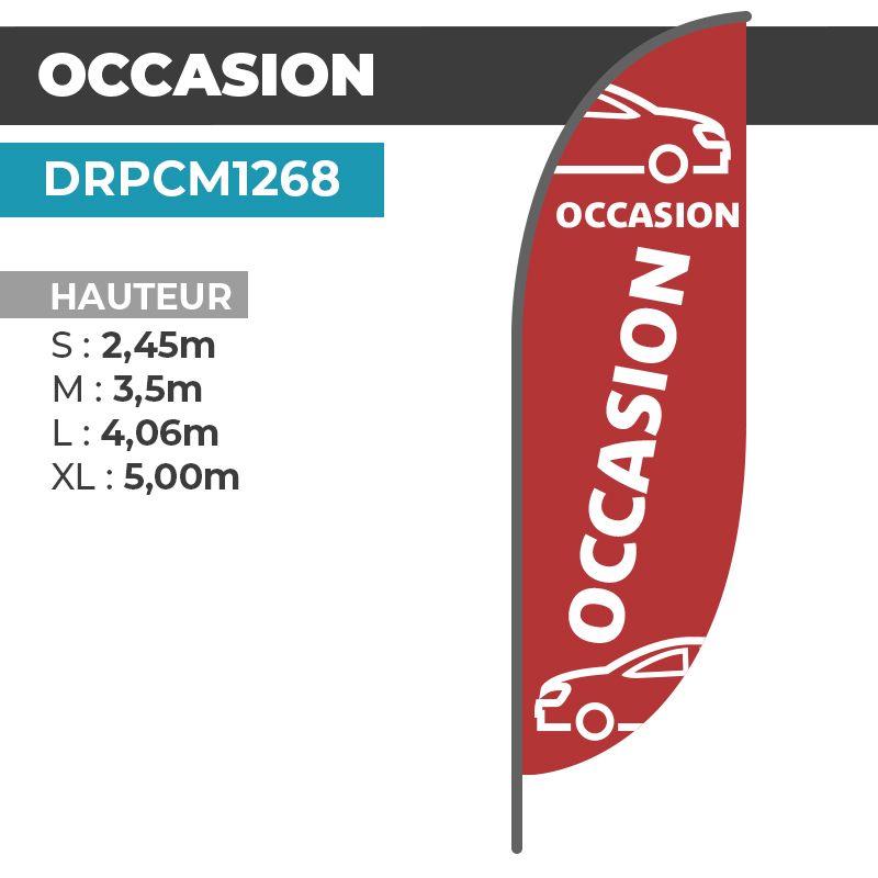 Drapeau OCCASION | Voile + Mat | avec ou sans Pied