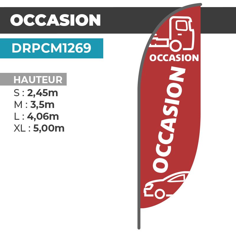 Drapeau OCCASION | Voile + Mat | avec ou sans Pied