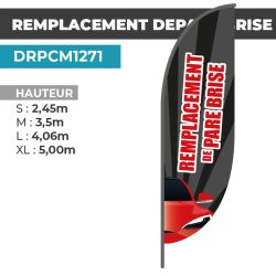 Drapeau REMPLACEMENT DE PARE BRISE | Voile + Mat | avec ou sans Pied