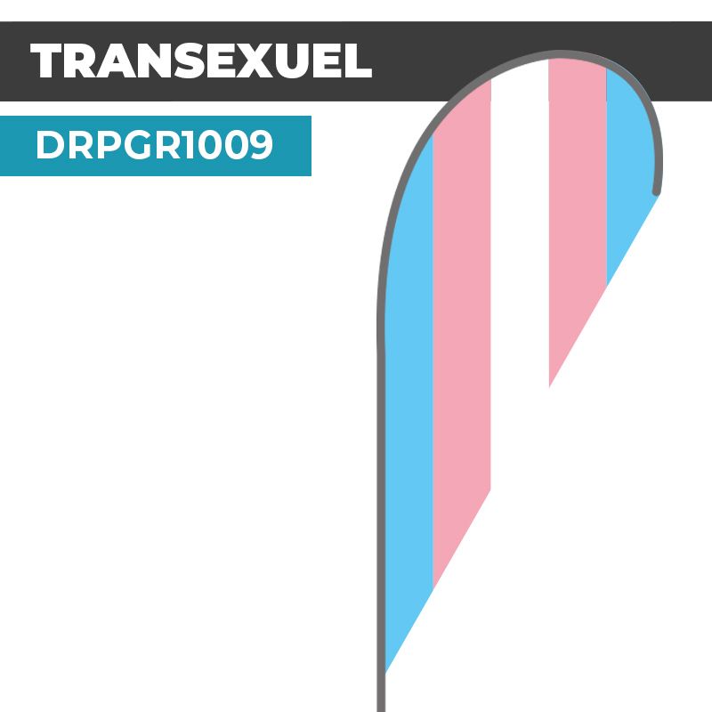 Drapeau TRANSEXUEL | Voile + Mat | avec ou sans Pied
