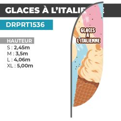 Drapeau GLACES À L'ITALIENNE | Voile + Mat | avec ou sans Pied