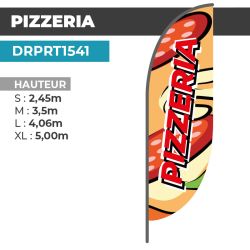 Drapeau PIZZERIA | Voile + Mat | avec ou sans Pied