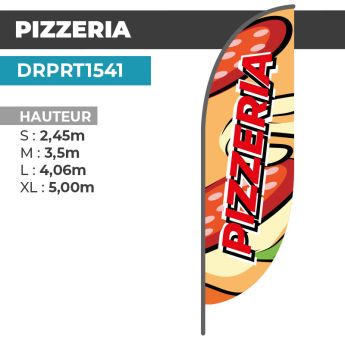 Drapeau PIZZERIA | Voile + Mat | avec ou sans Pied
