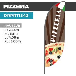 Drapeau PIZZERIA | Voile + Mat | avec ou sans Pied