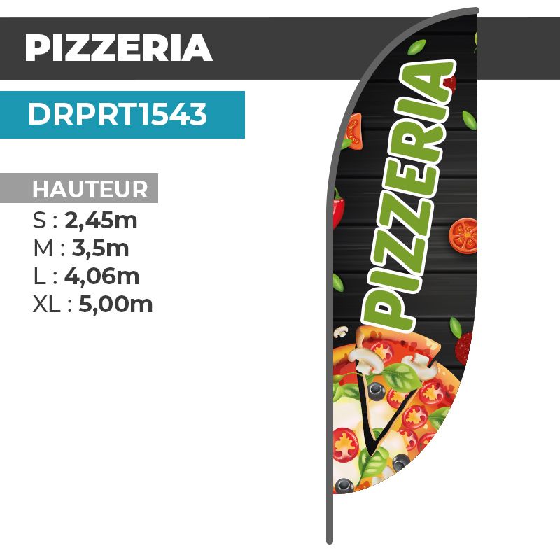 Drapeau PIZZERIA | Voile + Mat | avec ou sans Pied