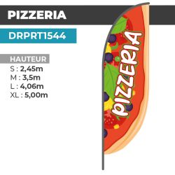 Drapeau PIZZERIA | Voile + Mat | avec ou sans Pied