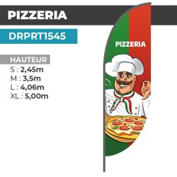 Drapeau PIZZERIA | Voile + Mat | avec ou sans Pied