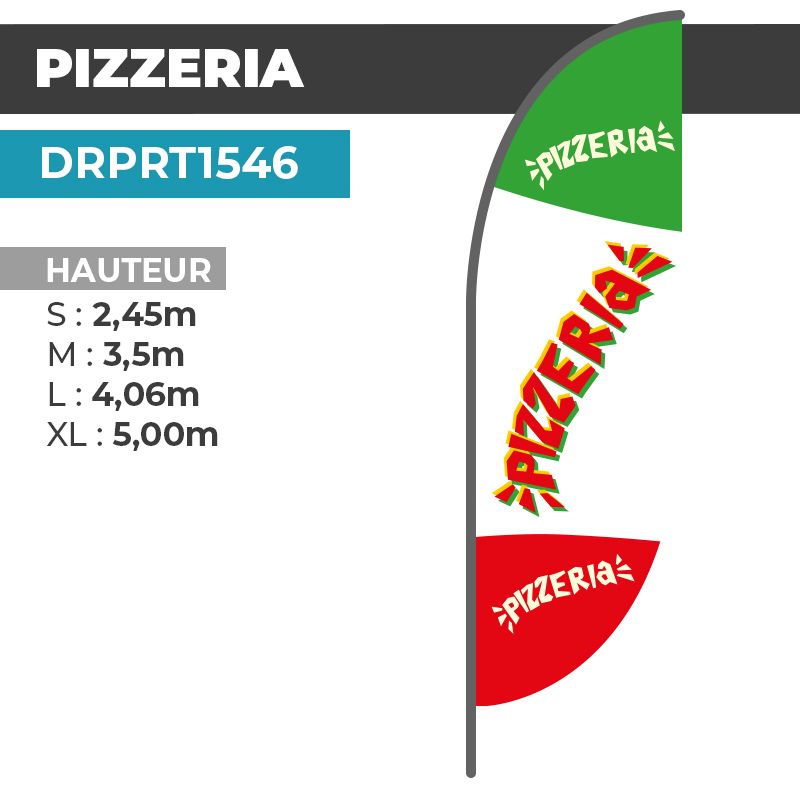 Drapeau PIZZERIA | Voile + Mat | avec ou sans Pied