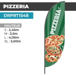Drapeau PIZZERIA | Voile + Mat | avec ou sans Pied