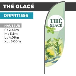 Drapeau THÉ GLACÉ | Voile + Mat | avec ou sans Pied