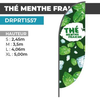 Drapeau THÉ MENTHE FRAICHE | Voile + Mat | avec ou sans Pied