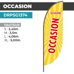 Drapeau OCCASION | Voile + Mat | avec ou sans Pied