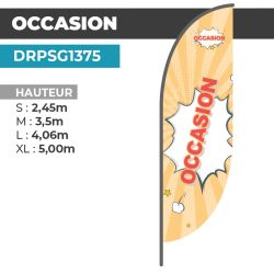 Drapeau OCCASION | Voile + Mat | avec ou sans Pied