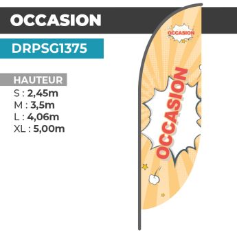 Drapeau OCCASION | Voile + Mat | avec ou sans Pied