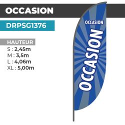 Drapeau OCCASION | Voile + Mat | avec ou sans Pied