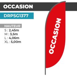 Drapeau OCCASION | Voile + Mat | avec ou sans Pied