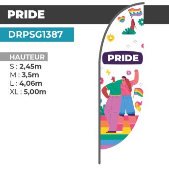Drapeau PRIDE | Voile + Mat | avec ou sans Pied