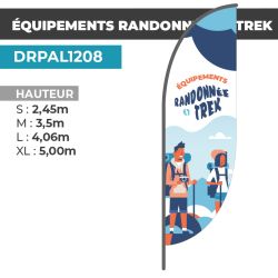 Drapeau ÉQUIPEMENTS RANDONNÉE ET TREK | Voile + Mat | avec ou sans Pied