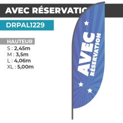 Drapeau AVEC RÉSERVATION | Voile + Mat | avec ou sans Pied