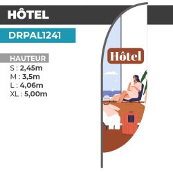 Drapeau HÔTEL | Voile + Mat | avec ou sans Pied