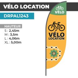 Drapeau VÉLO LOCATION | Voile + Mat | avec ou sans Pied