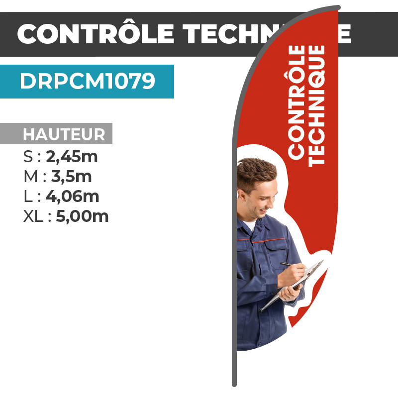 Drapeau CONTRÔLE TECHNIQUE | Haute visibilité | DRPCM1079