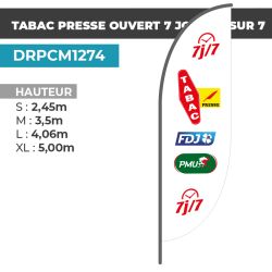 Drapeau TABAC PRESSE OUVERT 7 JOURS SUR 7 BLANC | Voile + Mat | avec ou sans Pied