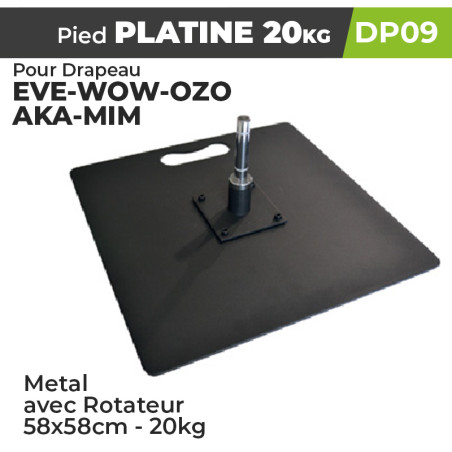 Pied Platine 20kg exterieur pour drapeau de grandes tailles