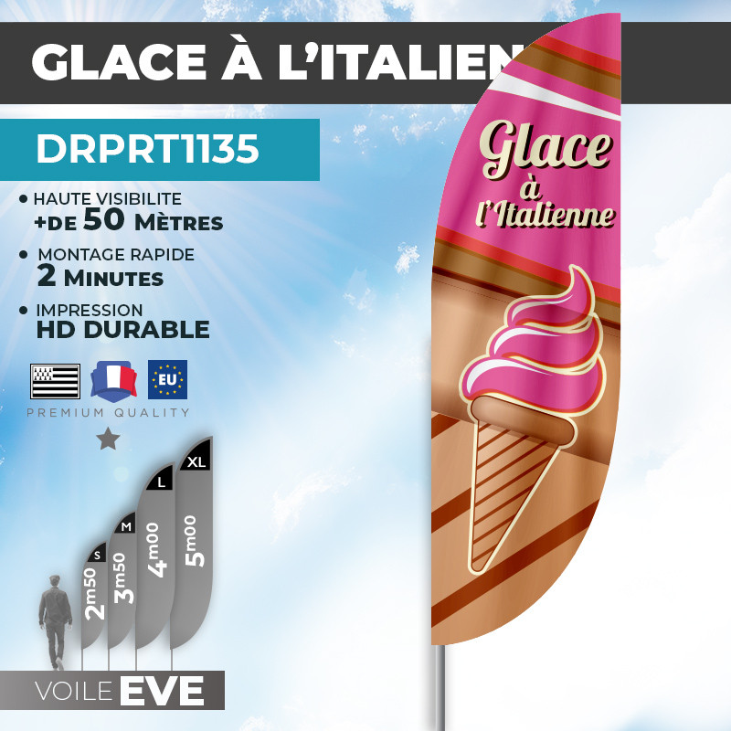 Drapeau Glaces à l'italienne - parfum Fraise - Montage rapide en deux minutes