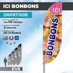 Drapeau ICI BONBONS | Voile + Mat | avec ou sans Pied