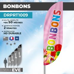 Drapeau BONBONS | Voile + Mat | avec ou sans Pied